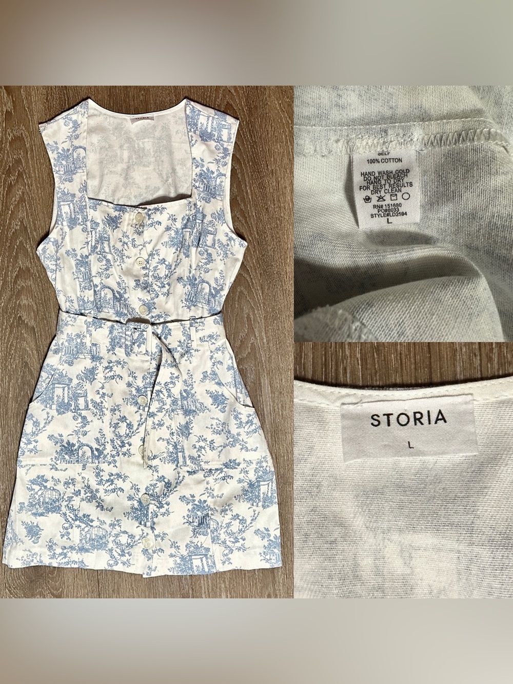 Storia White and Blue Denim Toile Cotton
Dress Size Large (Medium) EUC - Picture 4 of 14